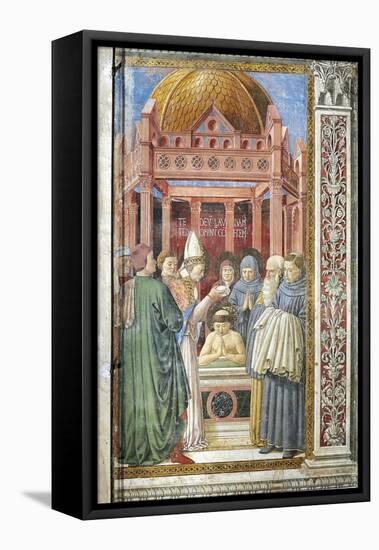 Baptism of St. Augustine, Detail from Stories of St. Augustine, 1465-Benozzo Gozzoli-Framed Premier Image Canvas