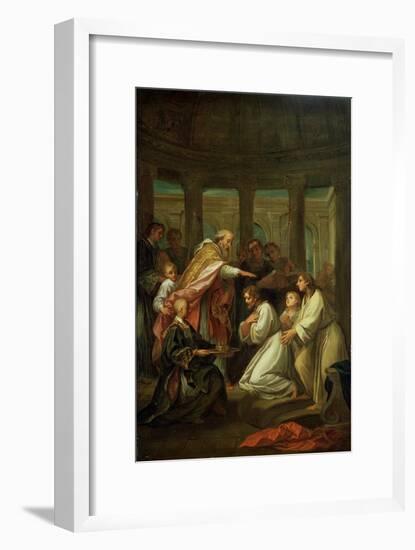 Baptism of St. Augustine-Louis De, The Younger Boulogne-Framed Giclee Print