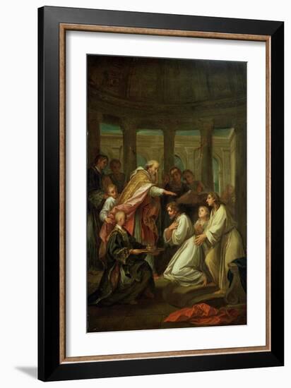 Baptism of St. Augustine-Louis De, The Younger Boulogne-Framed Giclee Print