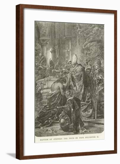 Baptism of Stephen the Pious by Pope Sylvester II-null-Framed Giclee Print