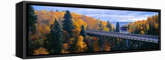 Baptism River into Lake Superior, Tettegouche State Park, Minnesota-null-Framed Stretched Canvas
