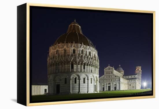 Baptistery (Battistero Di San Giovanni), Duomo and Leaning Tower of Pisa, Piazza Dei Miracoli, Ital-David Clapp-Framed Premier Image Canvas