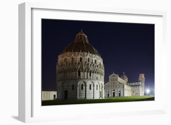 Baptistery (Battistero Di San Giovanni), Duomo and Leaning Tower of Pisa, Piazza Dei Miracoli, Ital-David Clapp-Framed Photographic Print