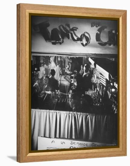 Bar and Band Area of Left Bank Cafe Tango du Chat, Latin Quarter, Paris-Gjon Mili-Framed Premier Image Canvas