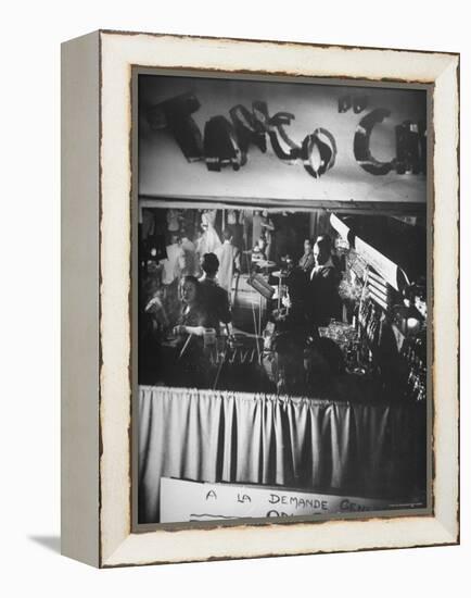 Bar and Band Area of Left Bank Cafe Tango du Chat, Latin Quarter, Paris-Gjon Mili-Framed Premier Image Canvas