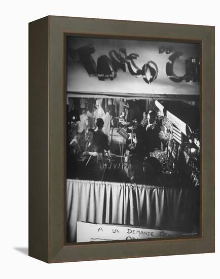 Bar and Band Area of Left Bank Cafe Tango du Chat, Latin Quarter, Paris-Gjon Mili-Framed Premier Image Canvas