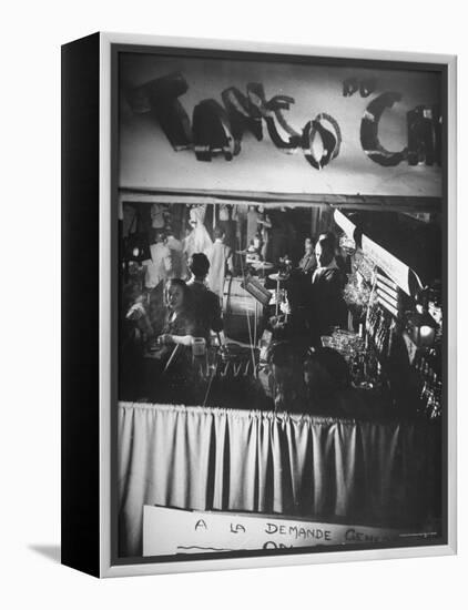 Bar and Band Area of Left Bank Cafe Tango du Chat, Latin Quarter, Paris-Gjon Mili-Framed Premier Image Canvas