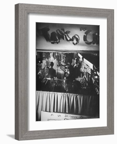 Bar and Band Area of Left Bank Cafe Tango du Chat, Latin Quarter, Paris-Gjon Mili-Framed Photographic Print