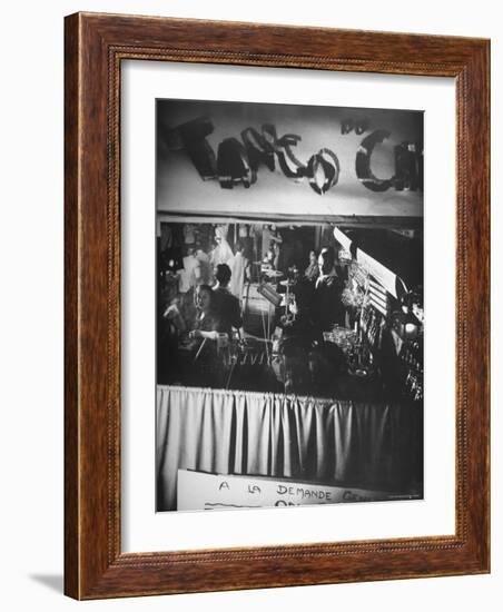 Bar and Band Area of Left Bank Cafe Tango du Chat, Latin Quarter, Paris-Gjon Mili-Framed Photographic Print