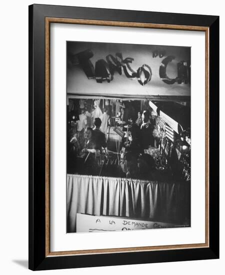 Bar and Band Area of Left Bank Cafe Tango du Chat, Latin Quarter, Paris-Gjon Mili-Framed Photographic Print