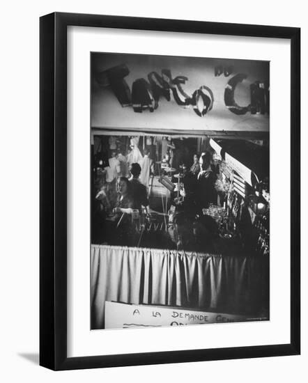 Bar and Band Area of Left Bank Cafe Tango du Chat, Latin Quarter, Paris-Gjon Mili-Framed Photographic Print