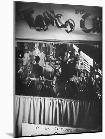 Bar and Band Area of Left Bank Cafe Tango du Chat, Latin Quarter, Paris-Gjon Mili-Mounted Photographic Print