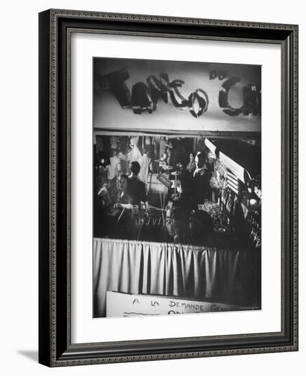 Bar and Band Area of Left Bank Cafe Tango du Chat, Latin Quarter, Paris-Gjon Mili-Framed Photographic Print