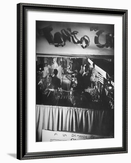 Bar and Band Area of Left Bank Cafe Tango du Chat, Latin Quarter, Paris-Gjon Mili-Framed Photographic Print