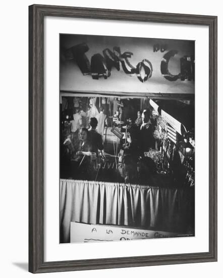 Bar and Band Area of Left Bank Cafe Tango du Chat, Latin Quarter, Paris-Gjon Mili-Framed Photographic Print