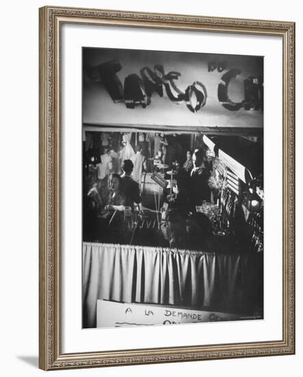 Bar and Band Area of Left Bank Cafe Tango du Chat, Latin Quarter, Paris-Gjon Mili-Framed Photographic Print