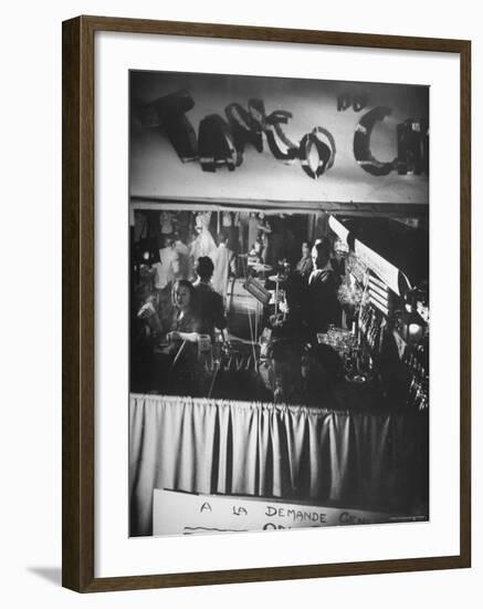 Bar and Band Area of Left Bank Cafe Tango du Chat, Latin Quarter, Paris-Gjon Mili-Framed Photographic Print