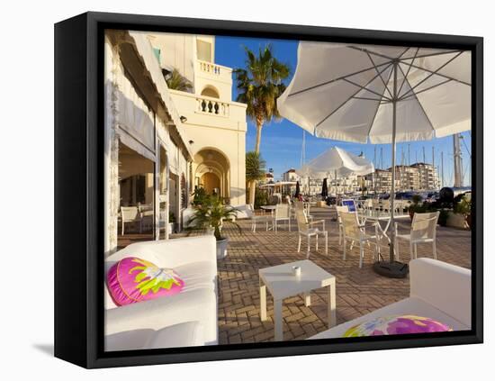 Bar at Queensway Quay Marina, Gibraltar, Mediterranean, Europe-Giles Bracher-Framed Premier Image Canvas