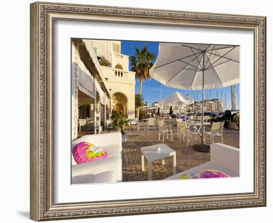 Bar at Queensway Quay Marina, Gibraltar, Mediterranean, Europe-Giles Bracher-Framed Photographic Print