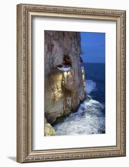 Bar Built in Cliff Caves, Cova D'En Xoroi in Evening, Cala En Porter-Stuart Black-Framed Photographic Print