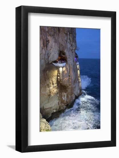 Bar Built in Cliff Caves, Cova D'En Xoroi in Evening, Cala En Porter-Stuart Black-Framed Photographic Print