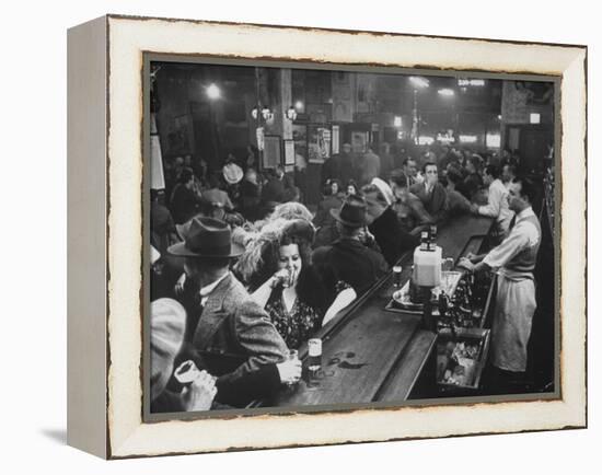 Bar Crammed with Patrons at Sammy's Bowery Follies-Alfred Eisenstaedt-Framed Premier Image Canvas