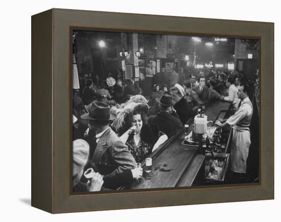 Bar Crammed with Patrons at Sammy's Bowery Follies-Alfred Eisenstaedt-Framed Premier Image Canvas