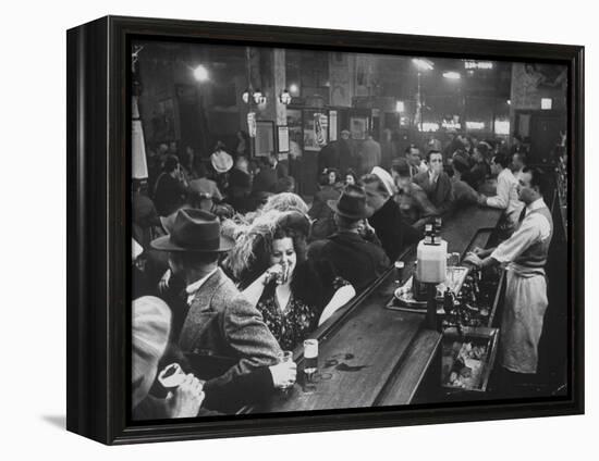 Bar Crammed with Patrons at Sammy's Bowery Follies-Alfred Eisenstaedt-Framed Premier Image Canvas