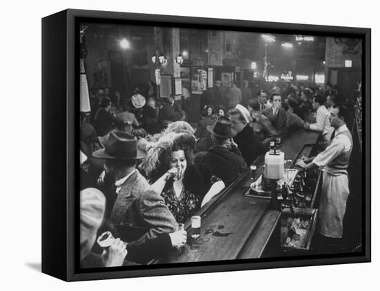 Bar Crammed with Patrons at Sammy's Bowery Follies-Alfred Eisenstaedt-Framed Premier Image Canvas