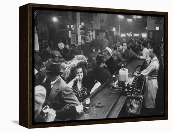 Bar Crammed with Patrons at Sammy's Bowery Follies-Alfred Eisenstaedt-Framed Premier Image Canvas