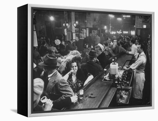Bar Crammed with Patrons at Sammy's Bowery Follies-Alfred Eisenstaedt-Framed Premier Image Canvas