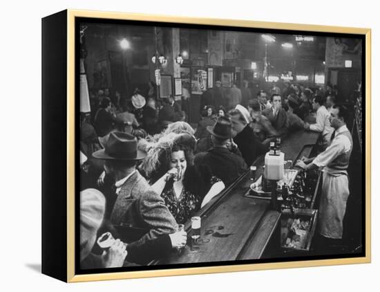 Bar Crammed with Patrons at Sammy's Bowery Follies-Alfred Eisenstaedt-Framed Premier Image Canvas