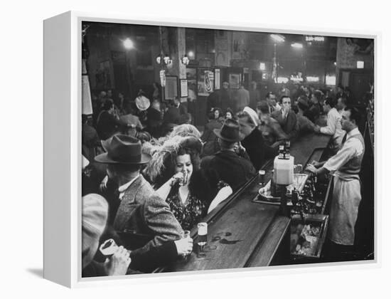 Bar Crammed with Patrons at Sammy's Bowery Follies-Alfred Eisenstaedt-Framed Premier Image Canvas