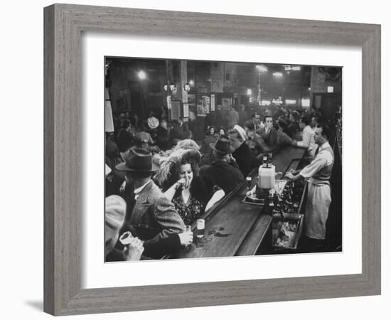 Bar Crammed with Patrons at Sammy's Bowery Follies-Alfred Eisenstaedt-Framed Photographic Print