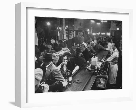 Bar Crammed with Patrons at Sammy's Bowery Follies-Alfred Eisenstaedt-Framed Photographic Print