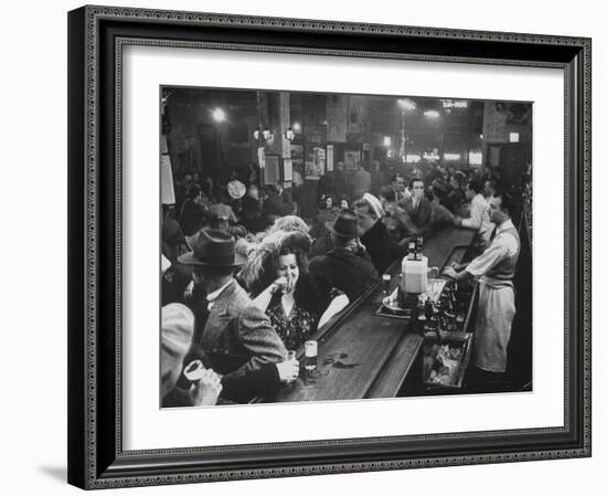 Bar Crammed with Patrons at Sammy's Bowery Follies-Alfred Eisenstaedt-Framed Photographic Print