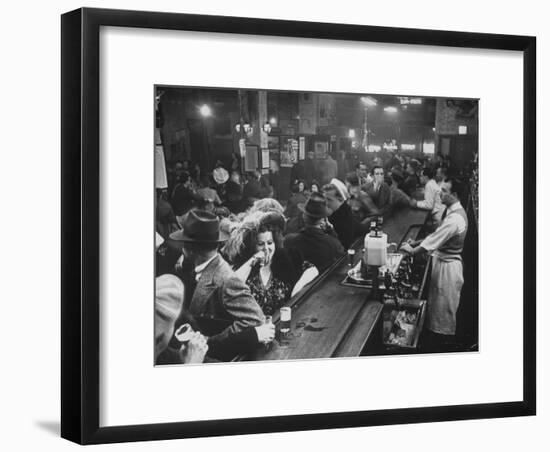 Bar Crammed with Patrons at Sammy's Bowery Follies-Alfred Eisenstaedt-Framed Photographic Print