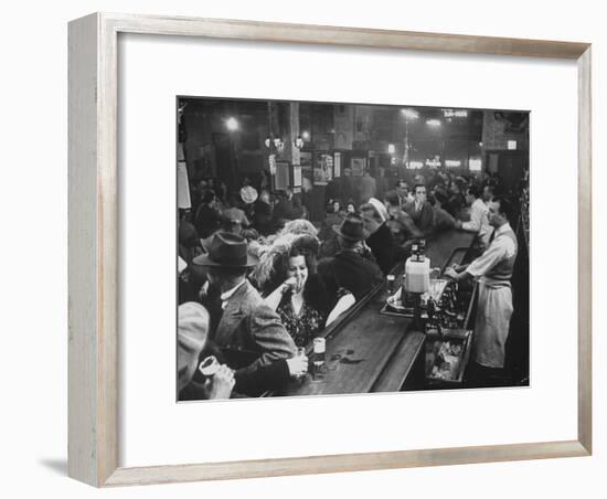 Bar Crammed with Patrons at Sammy's Bowery Follies-Alfred Eisenstaedt-Framed Photographic Print