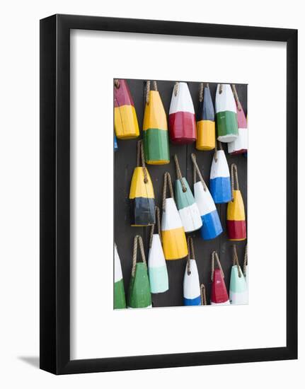 Bar Harbor, Maine, Colorful Buoys on Wall for Sale and State Specialty Souvenirs for Lobster Traps-Bill Bachmann-Framed Photographic Print