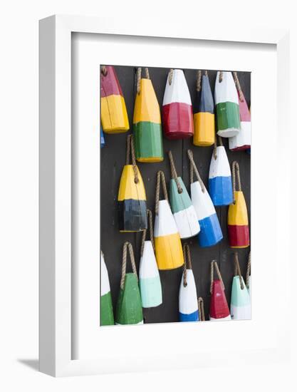 Bar Harbor, Maine, Colorful Buoys on Wall for Sale and State Specialty Souvenirs for Lobster Traps-Bill Bachmann-Framed Photographic Print