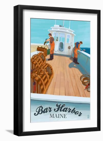 Bar Harbor, Maine - Lobster Boat-Lantern Press-Framed Premium Giclee Print
