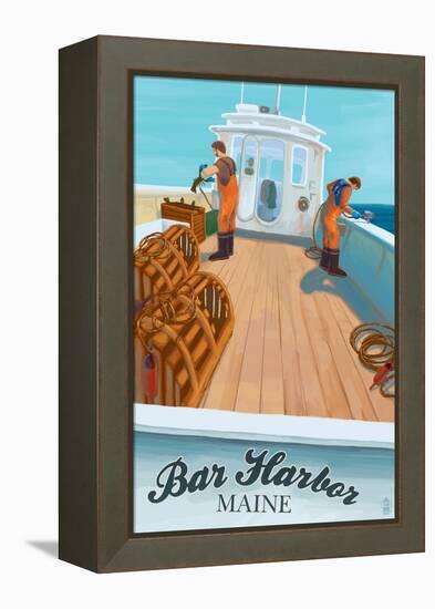 Bar Harbor, Maine - Lobster Boat-Lantern Press-Framed Stretched Canvas