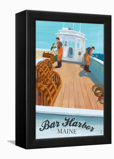 Bar Harbor, Maine - Lobster Boat-Lantern Press-Framed Stretched Canvas