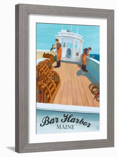 Bar Harbor, Maine - Lobster Boat-Lantern Press-Framed Art Print
