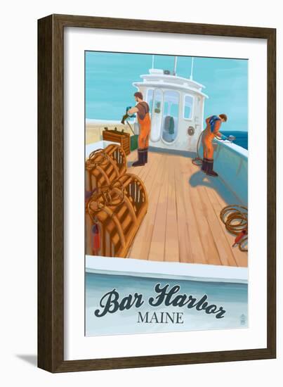 Bar Harbor, Maine - Lobster Boat-Lantern Press-Framed Art Print