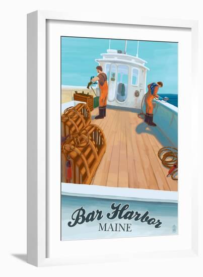 Bar Harbor, Maine - Lobster Boat-Lantern Press-Framed Art Print