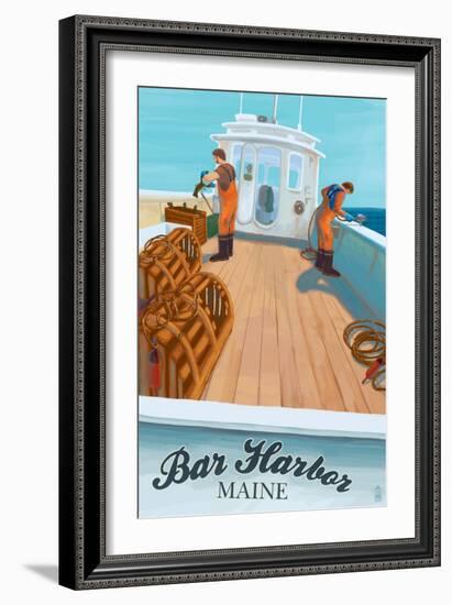 Bar Harbor, Maine - Lobster Boat-Lantern Press-Framed Art Print