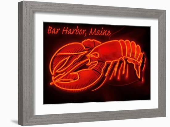 Bar Harbor, Maine - Lobster Neon-Lantern Press-Framed Premium Giclee Print