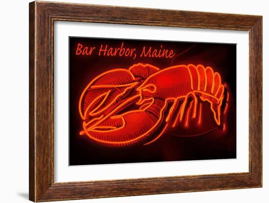 Bar Harbor, Maine - Lobster Neon-Lantern Press-Framed Premium Giclee Print