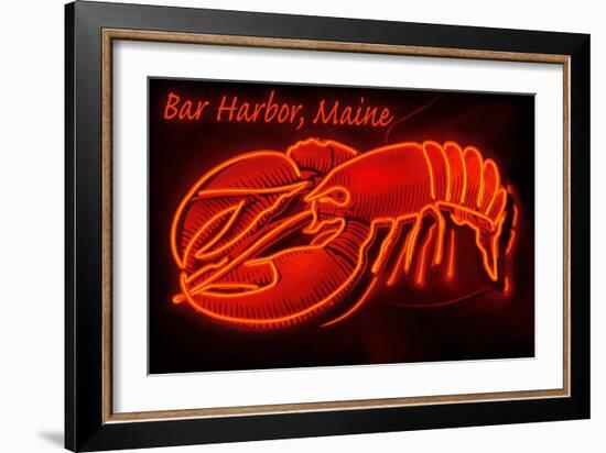 Bar Harbor, Maine - Lobster Neon-Lantern Press-Framed Premium Giclee Print